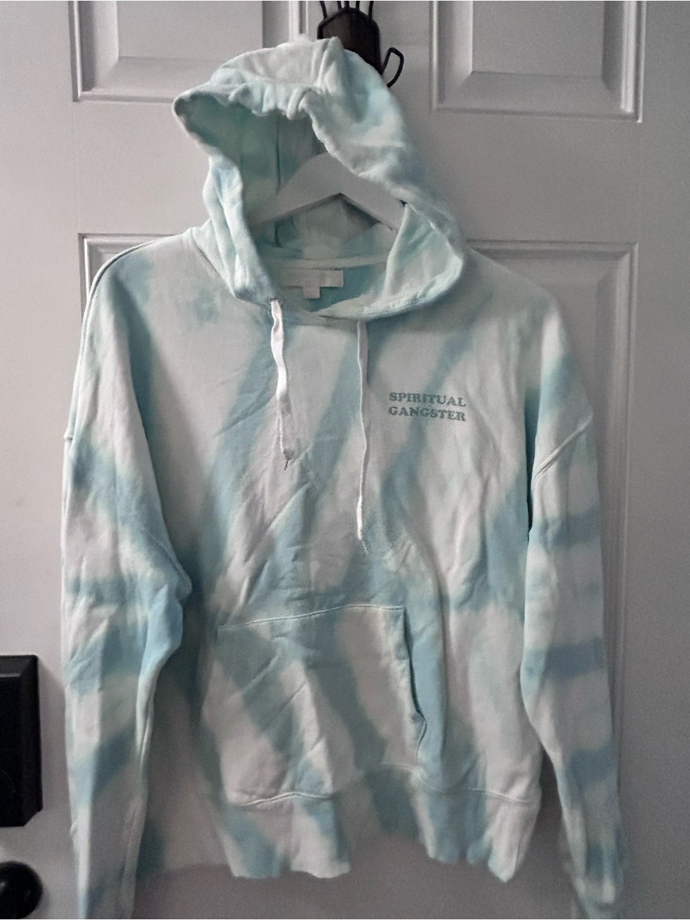 Spiritual Gangster Light Blue & White Tie-Dye Hoodie